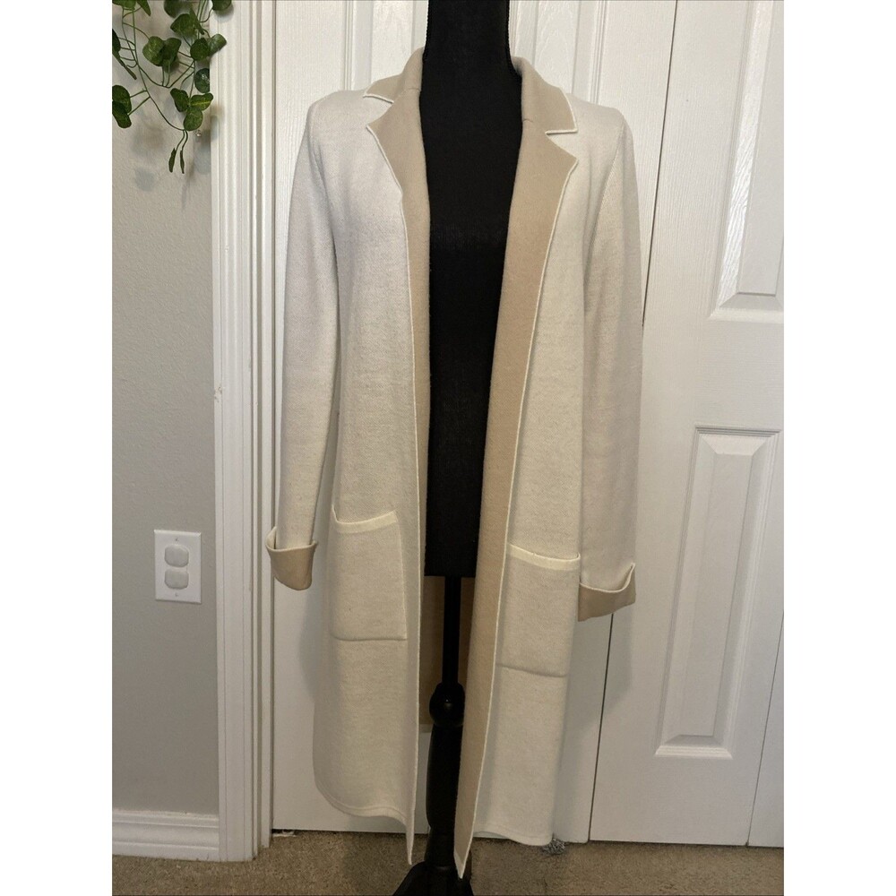 Vintage Two Twenty Five Coat Womens Small Plaid Lined Cream And White 90s